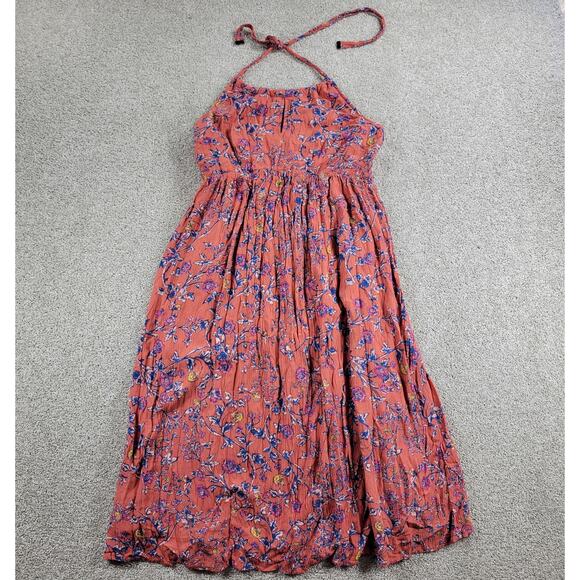 Jessica Simpson Maternity Halter Dress Womens S Pink Blue Floral Gauze A-Line - Picture 1 of 12
